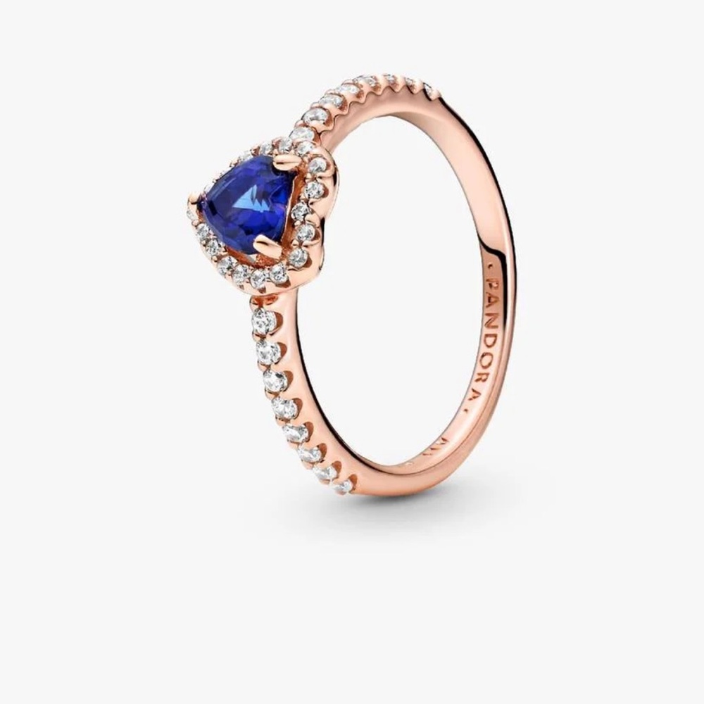 Pandora ring 5/50 plated Rose Gold with Blue Heart